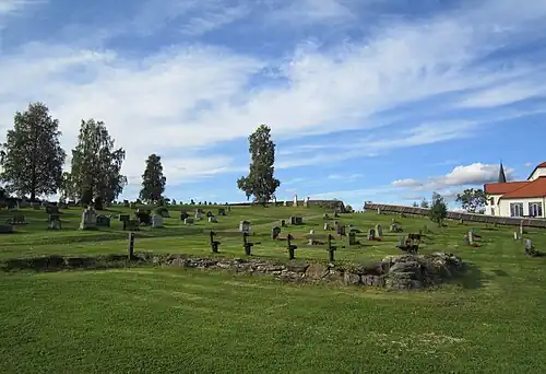 View of the present church and graveyard