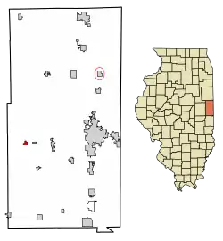 Location of Fithian in Vermilion County, Illinois.