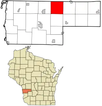 Location in Vernon County and the state of Wisconsin.