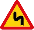 Double curve, or a series of curves, the first to the left