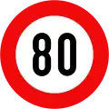 127: Maximum speed limit (80&nbsp;km/h)