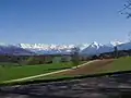 Great view from Kirchdorf: Alps of the Bernese Oberland.