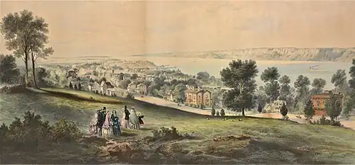 Watercolor painting of a small town