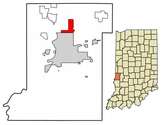 Location of North Terre Haute in Vigo County, Indiana.
