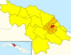 Popular Council of Vueltas (Red) in Camajuaní (Orange) in Villa Clara (Yellow)