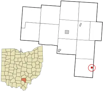Location in Vinton County and the state of Ohio.