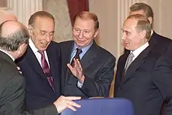Leonid Kuchma with Russian President Vladimir Putin and Azerbaijani President Heydar Aliyev
