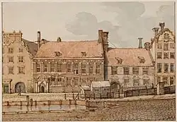 The Voetboogdoelen drawn by Gerrit Lamberts around 1820.