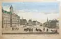 Vue d'optique of the Hotel de Ville in Amsterdam, printed in England