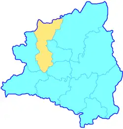 Political map showing Orlovsky Uyezd in yellow to the northwest.