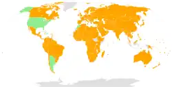 Parties (orange), signatories (green), non-signatories or not member (grey).