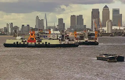 Image 40Woolwich Ferry boats "John Burns" and "James Newman" on the River Thames, 2012.