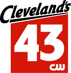 At top left and at an angle, "Cleveland's" in black script lettering. Underneath this, a red box with white "43" lettering. At the bottom right corner of the red box is The CW logo in white.