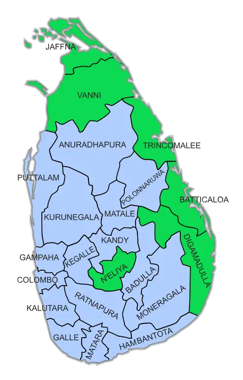Majorities according to electoral districts