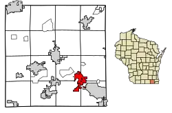 Location of Lake Geneva in Walworth County, Wisconsin.