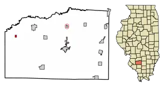 Location of Venedy in Washington County, Illinois.