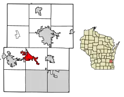 Location of Slinger in Washington County, Wisconsin.