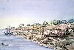 Watercolor painting of Henzada, 1855