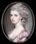 Watercolor on ivory portrait miniature of a lady, 1782, 5.1 x 4.1 cm, Cincinnati Art Museum