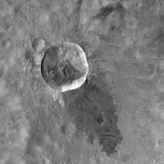 Waters crater with the flow-feature