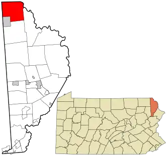 Location in Wayne County and the state of Pennsylvania.