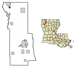 Location of Cullen in Webster Parish, Louisiana.