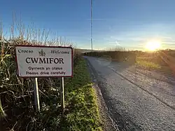 Welcome sign, Cwmifor