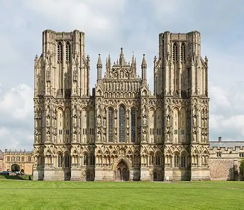 West front of Wells Cathedral, decorated with four hundred statues