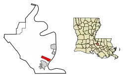 Location of Brusly in West Baton Rouge Parish, Louisiana.