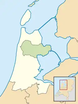 Location of West Friesland (green) in North Holland, Netherlands