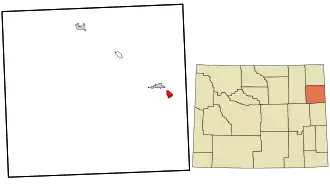 Location in Weston County and the state of Wyoming.