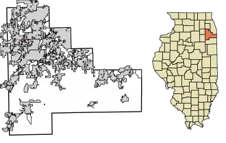 Location of Symerton in Will County, Illinois.
