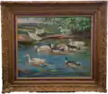 Ducks in a Pond, oil on board (private collection)