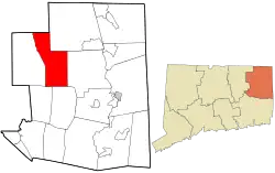 Eastford's location within Windham County and Connecticut