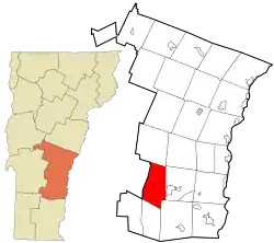Location in Windsor County and the state of Vermont.