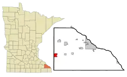 Location of St. Charles, Minnesota