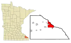 Location of the city of Winona within Winona County in the state of Minnesota