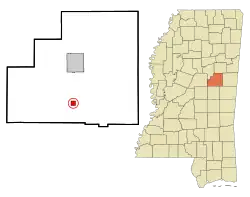 Location of Noxapater, Mississippi