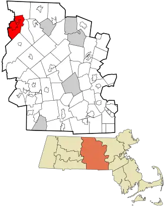 Location in Worcester County and the state of Massachusetts.