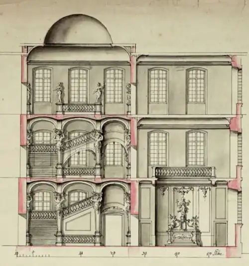 Intersection of the palace staircase and chapel (Landeshauptarchiv Koblenz)
