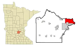 Location of the city of Otsego within Wright County, Minnesota