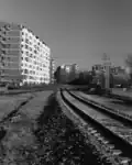 Single track approaching Wulu Railway Station from the west in December 2024. Visible to the left is a branch line leading away from Wulu towards the north. Photo was taken on Kentmere 400 black and white film.