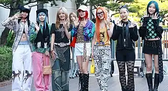 XG posing for the camera at pre-recording of KBS Music Bank