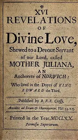 XVI Revelations of Divine Love (title page, 1670 edition)