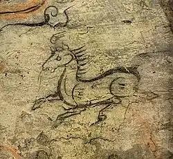 Horse painted into heavens in tomb art