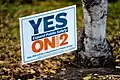 Yes on 2" campaign sign, November 2, 2021