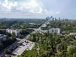 Aerial view of York Mills in 2023