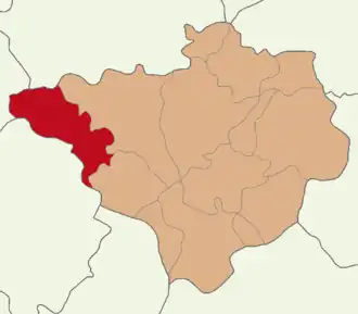 Map showing Yerköy District in Yozgat Province