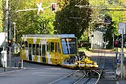 A rack railway with bicycle trailer in Stuttgart