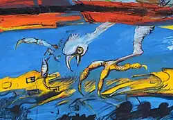 The Restless Bird (1997), acryl in paper, 50 x 70&nbsp;cm